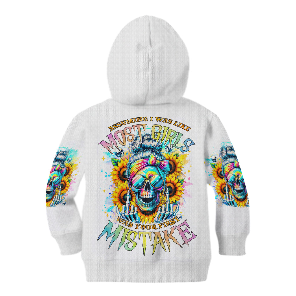 Skull Girl Kid Hoodie Assuming I Was Like Most Girls Was Your First Mistake - Wonder Print Shop