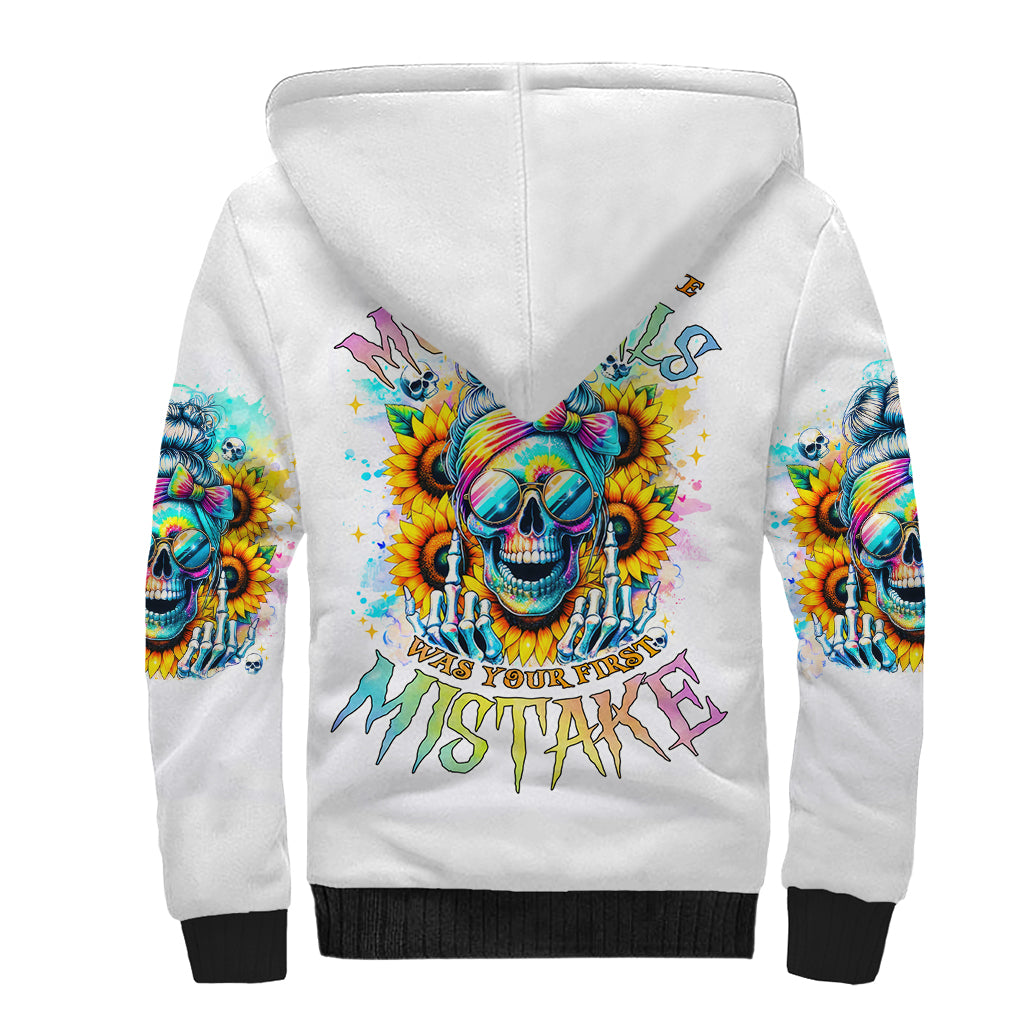 Skull Girl Sherpa Hoodie Assuming I Was Like Most Girls Was Your First Mistake - Wonder Print Shop