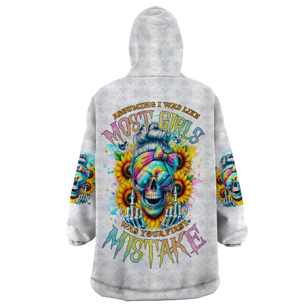 Skull Girl Wearable Blanket Hoodie Assuming I Was Like Most Girls Was Your First Mistake