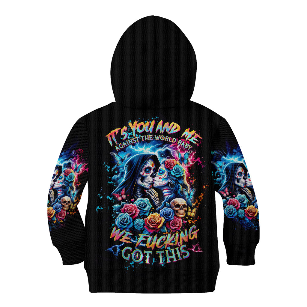 Couple Skull Kid Hoodie It't You And Me Against The World Baby - Wonder Print Shop