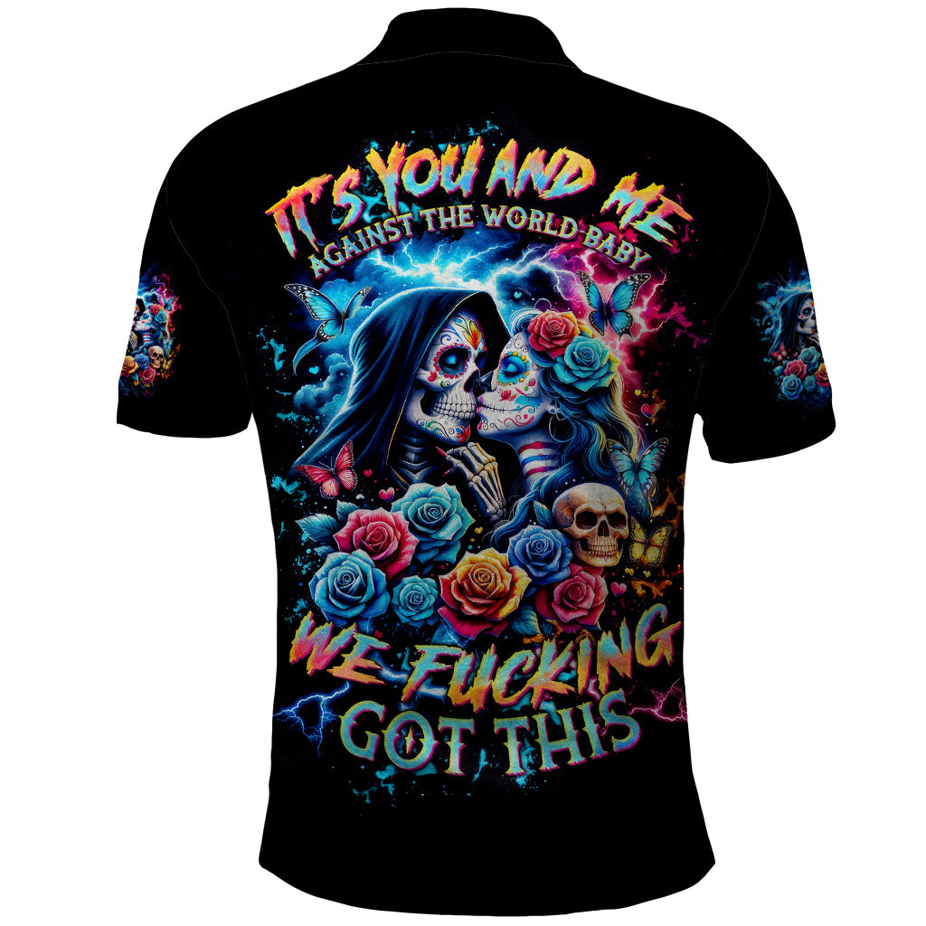 Couple Skull Polo Shirt It't You And Me Against The World Baby - Wonder Print Shop