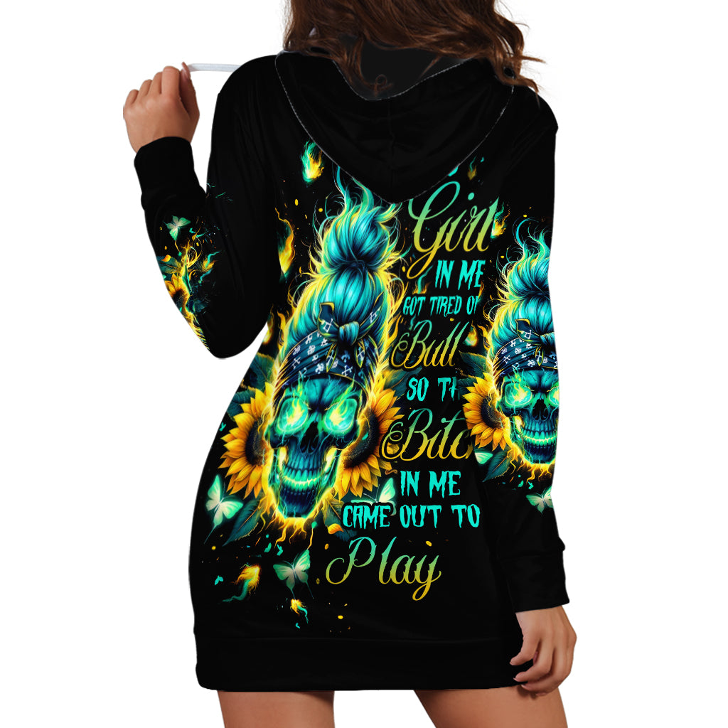 Flame Skull Hoodie Dress The Good Girl In Me Got Tired Of The Bullshit - Wonder Print Shop