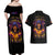 Flame Skull Couples Matching Off Shoulder Maxi Dress and Hawaiian Shirt I Talk I Smite But Be Careful When I Silent - Wonder Print Shop