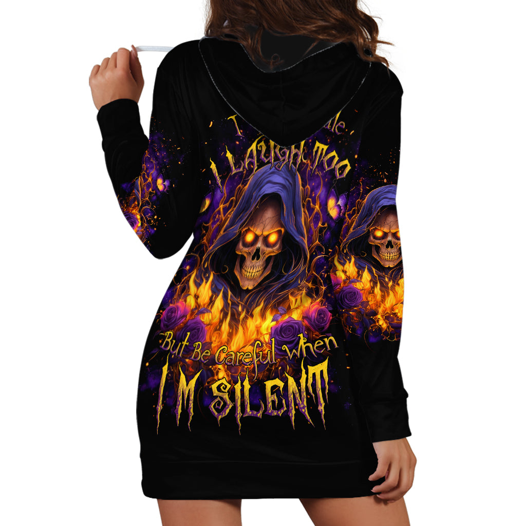 Flame Skull Hoodie Dress I Talk I Smite But Be Careful When I Silent - Wonder Print Shop