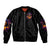 Flame Skull Sleeve Zip Bomber Jacket I Talk I Smite But Be Careful When I Silent