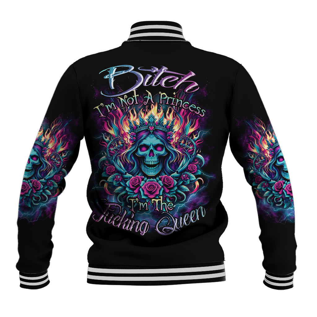 Queen Skull Baseball Jacket Bitch I'm Not A Princess I'm The Fucking Queen - Wonder Print Shop