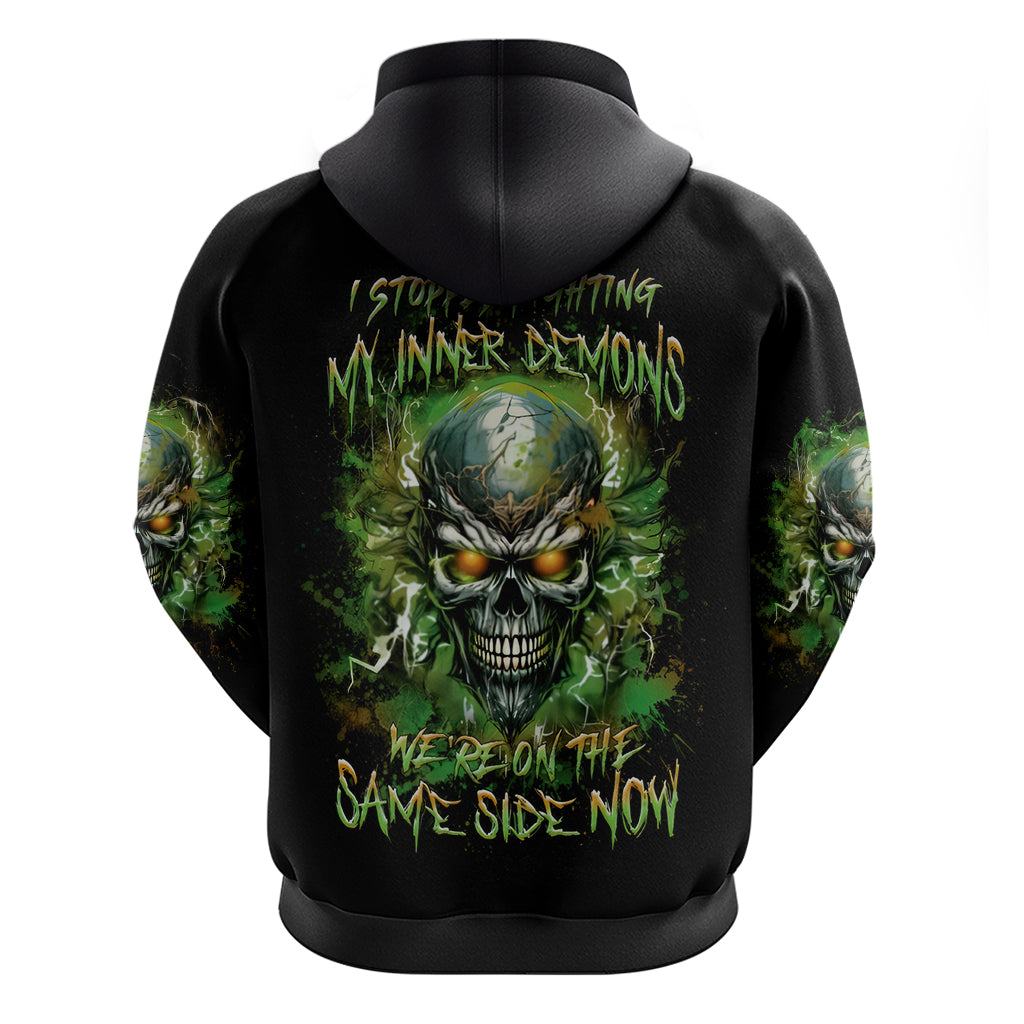 Old Skull Hoodie I Stopped Fighting My Inner Demons We On The Same Side Now - Wonder Print Shop