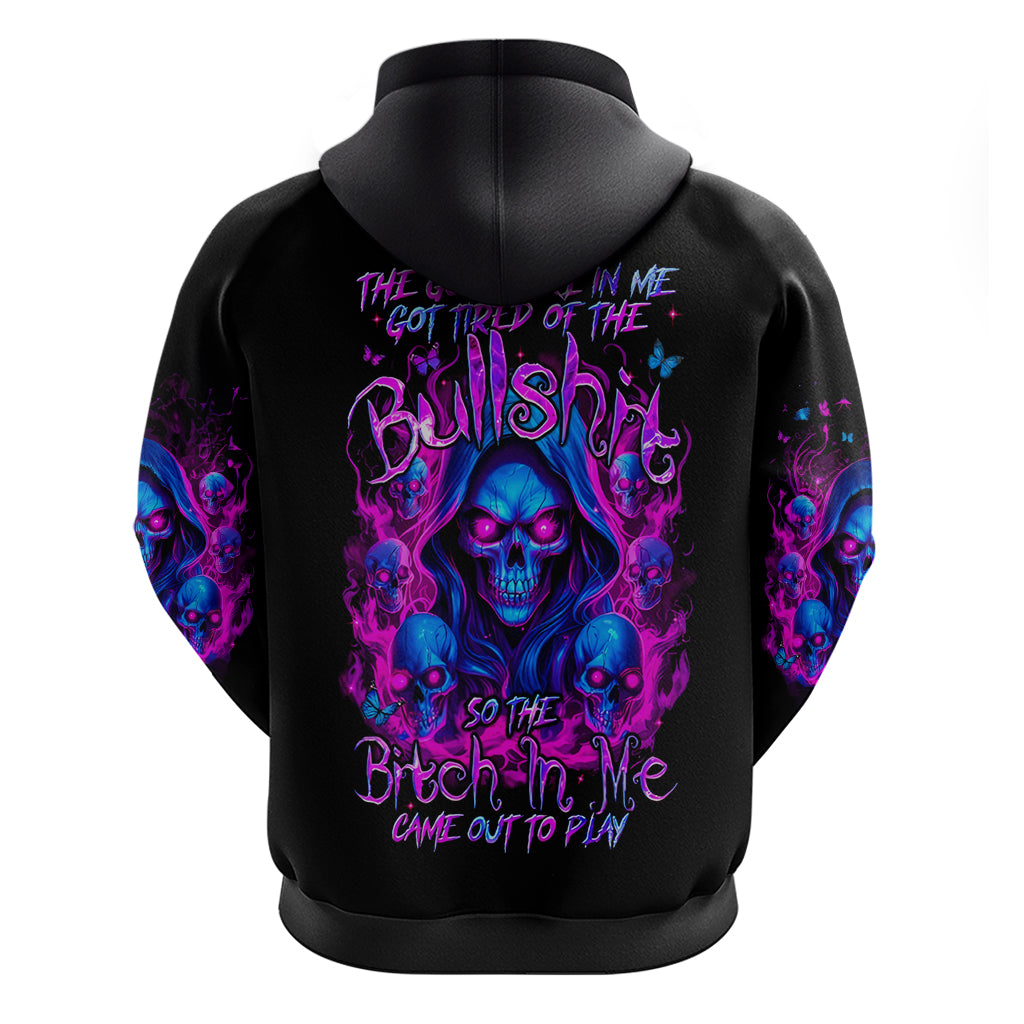 Flame Skull Hoodie The Good Girl In Me Got Tired Of The Bullshit - Wonder Print Shop