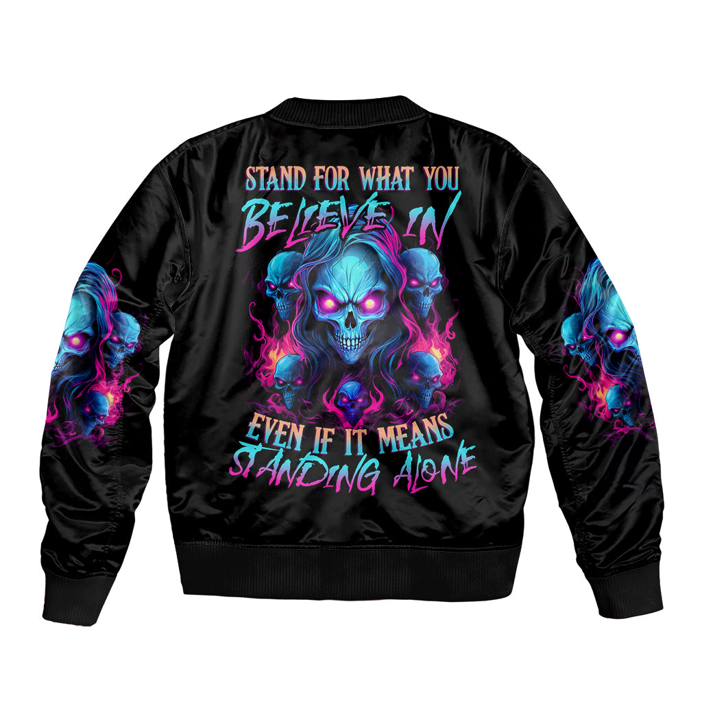 Lady Skull Bomber Jacket Stand For What You Believe In Even If It Means Standing Alone - Wonder Print Shop