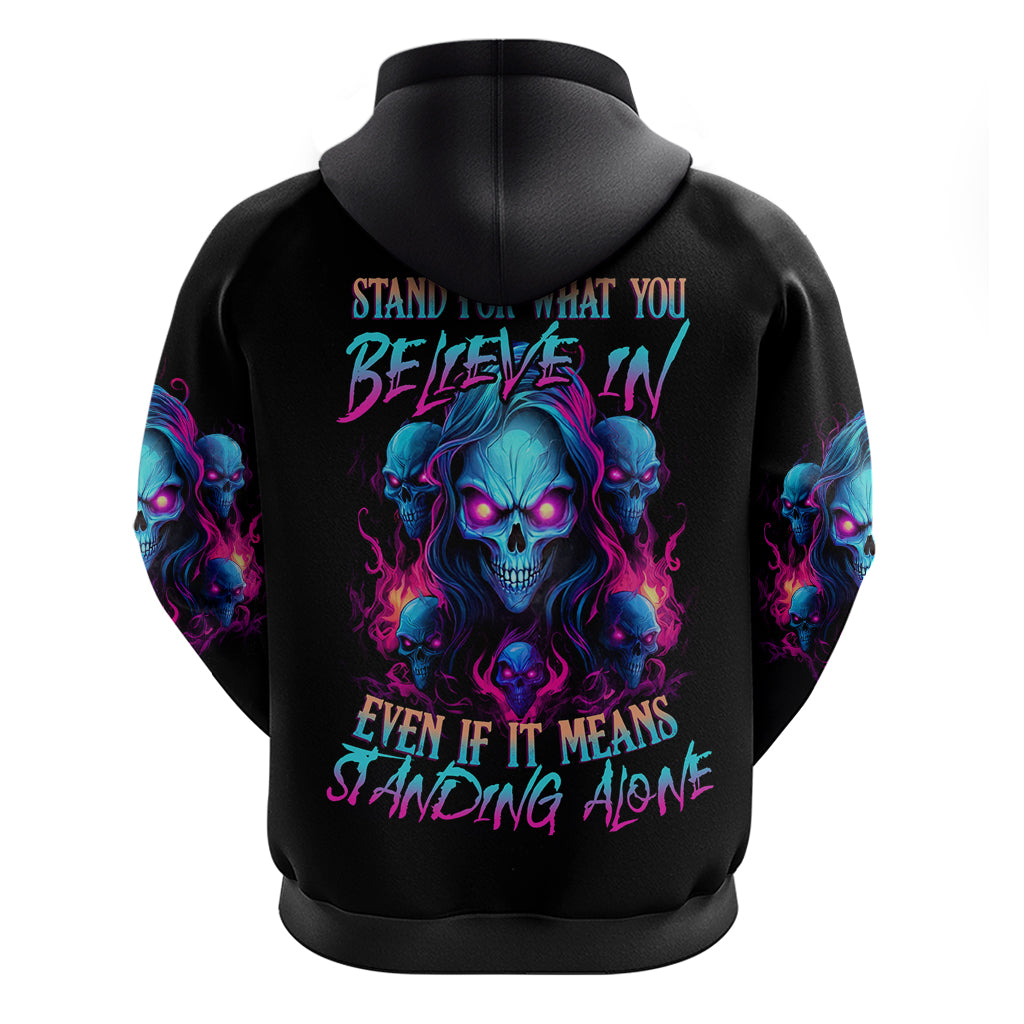 Lady Skull Hoodie Stand For What You Believe In Even If It Means Standing Alone - Wonder Print Shop