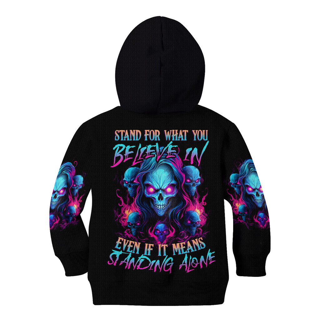 Lady Skull Kid Hoodie Stand For What You Believe In Even If It Means Standing Alone - Wonder Print Shop