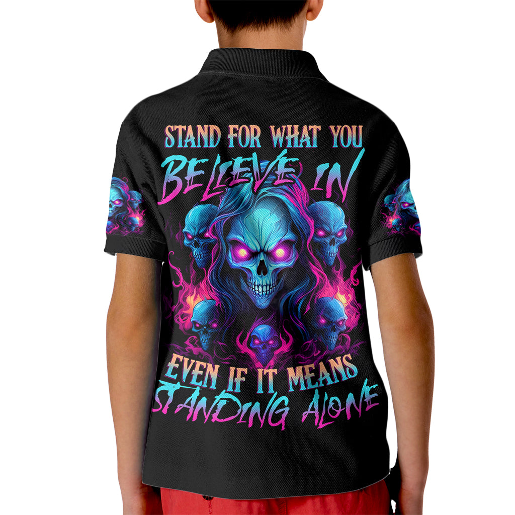 Lady Skull Kid Polo Shirt Stand For What You Believe In Even If It Means Standing Alone - Wonder Print Shop