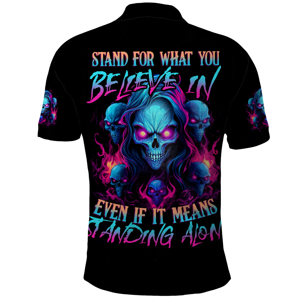 Lady Skull Polo Shirt Stand For What You Believe In Even If It Means Standing Alone - Wonder Print Shop