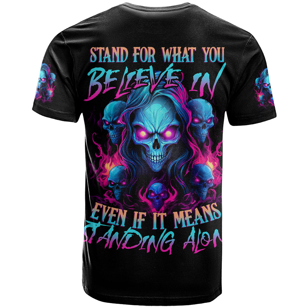 Lady Skull T Shirt Stand For What You Believe In Even If It Means Standing Alone - Wonder Print Shop