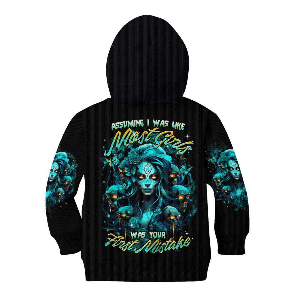 Lady Skull Kid Hoodie Assuming I Was Like Most Girls Was Your First Mistake - Wonder Print Shop