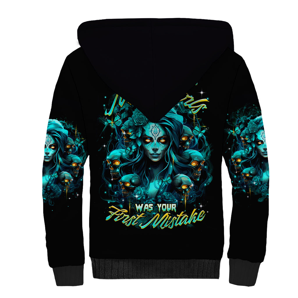 Lady Skull Sherpa Hoodie Assuming I Was Like Most Girls Was Your First Mistake - Wonder Print Shop