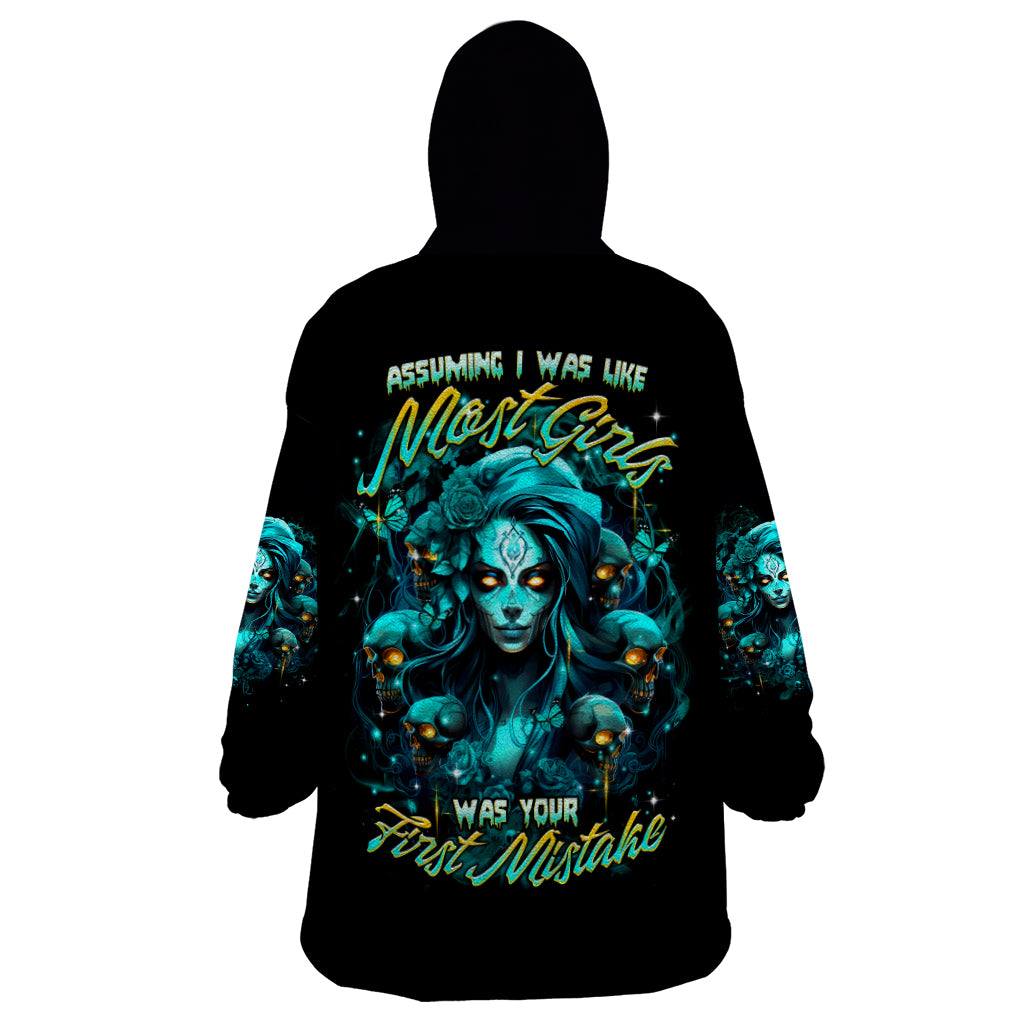 Lady Skull Wearable Blanket Hoodie Assuming I Was Like Most Girls Was Your First Mistake