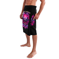 Black graphic skull sarong wrap skirt shown in side view with purple face and text
