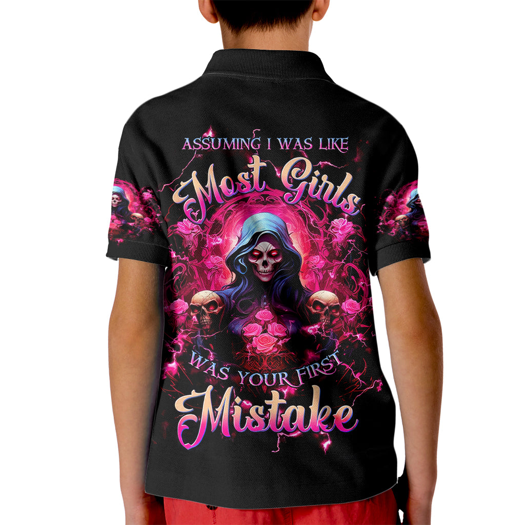 Rose Skull Kid Polo Shirt I Hold A Beast An Angel And A Crazy Lady In Me - Wonder Print Shop