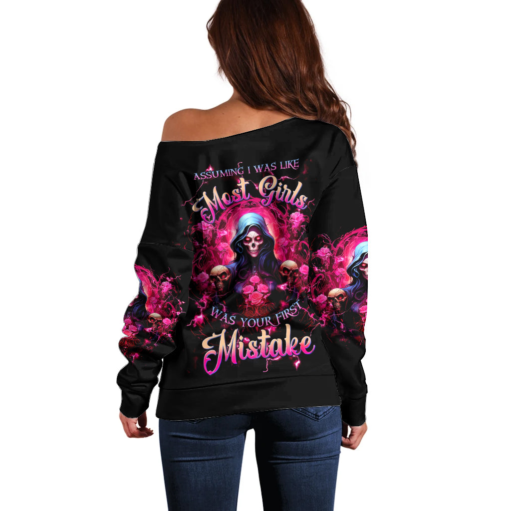 Rose Skull Off Shoulder Sweater I Hold A Beast An Angel And A Crazy Lady In Me - Wonder Print Shop