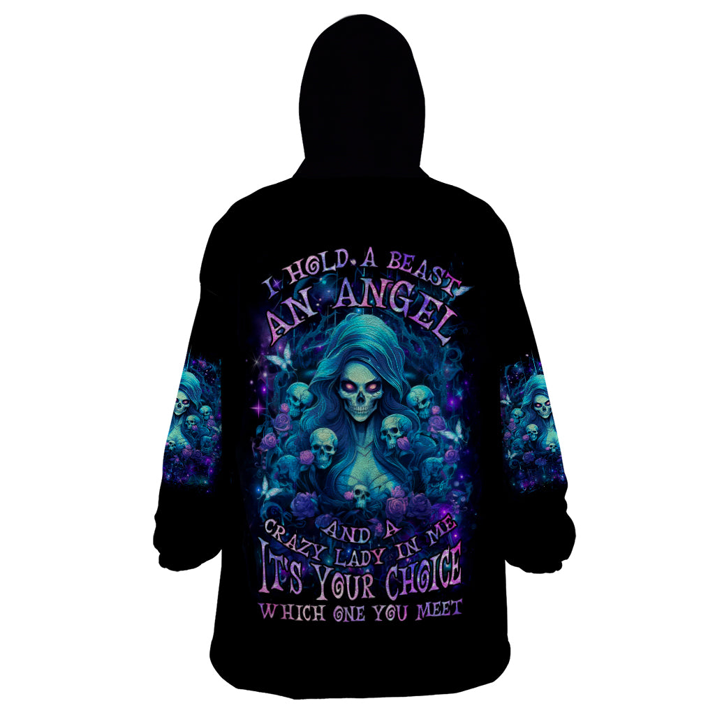 Flame Skull Wearable Blanket Hoodie If You Kick Me When I'm Down You Better Pray I Don't Get Up