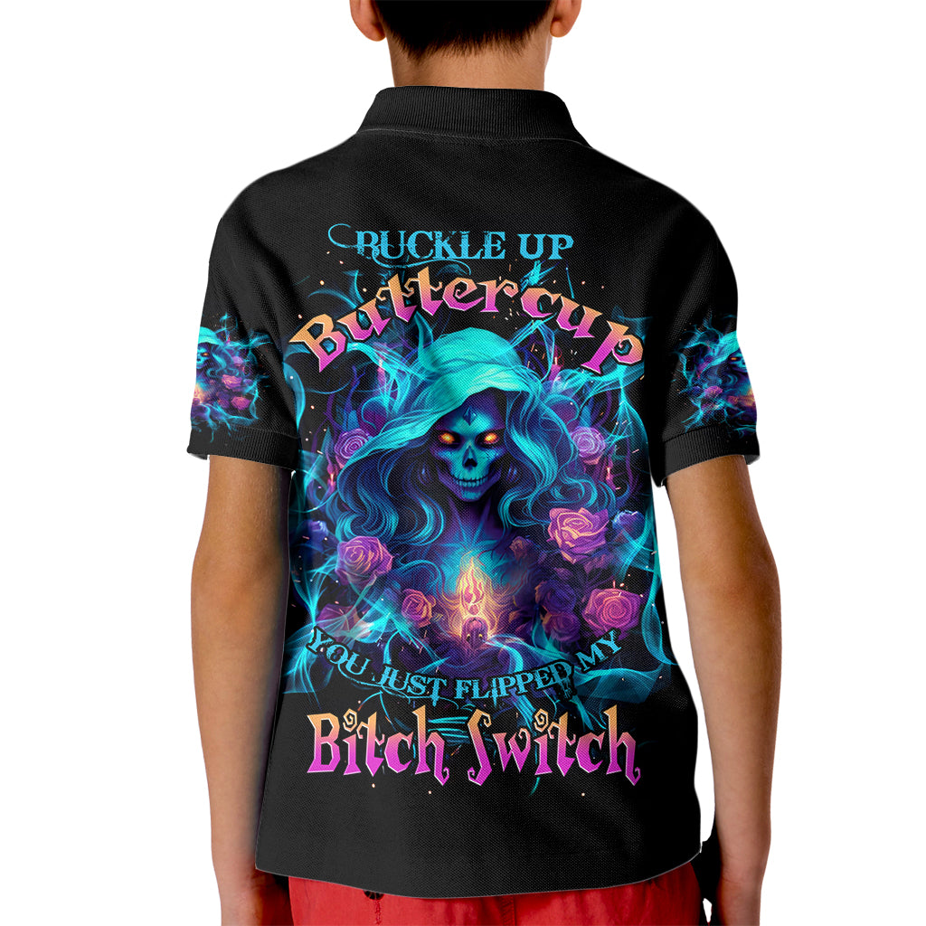 Witch Skull Kid Polo Shirt I'm A Good Person But Don't Give Me A Reason To Show My Evel Side - Wonder Print Shop