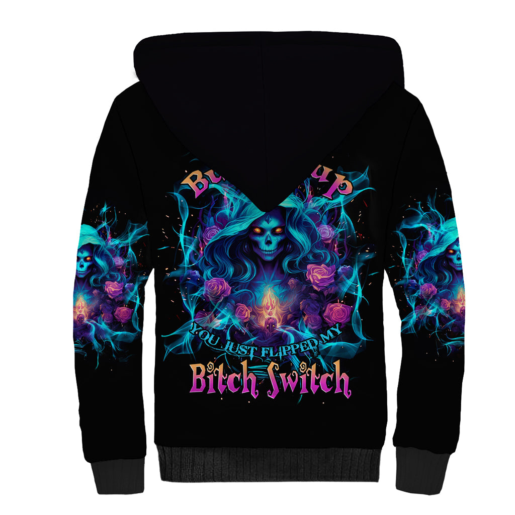 Witch Skull Sherpa Hoodie I'm A Good Person But Don't Give Me A Reason To Show My Evel Side - Wonder Print Shop