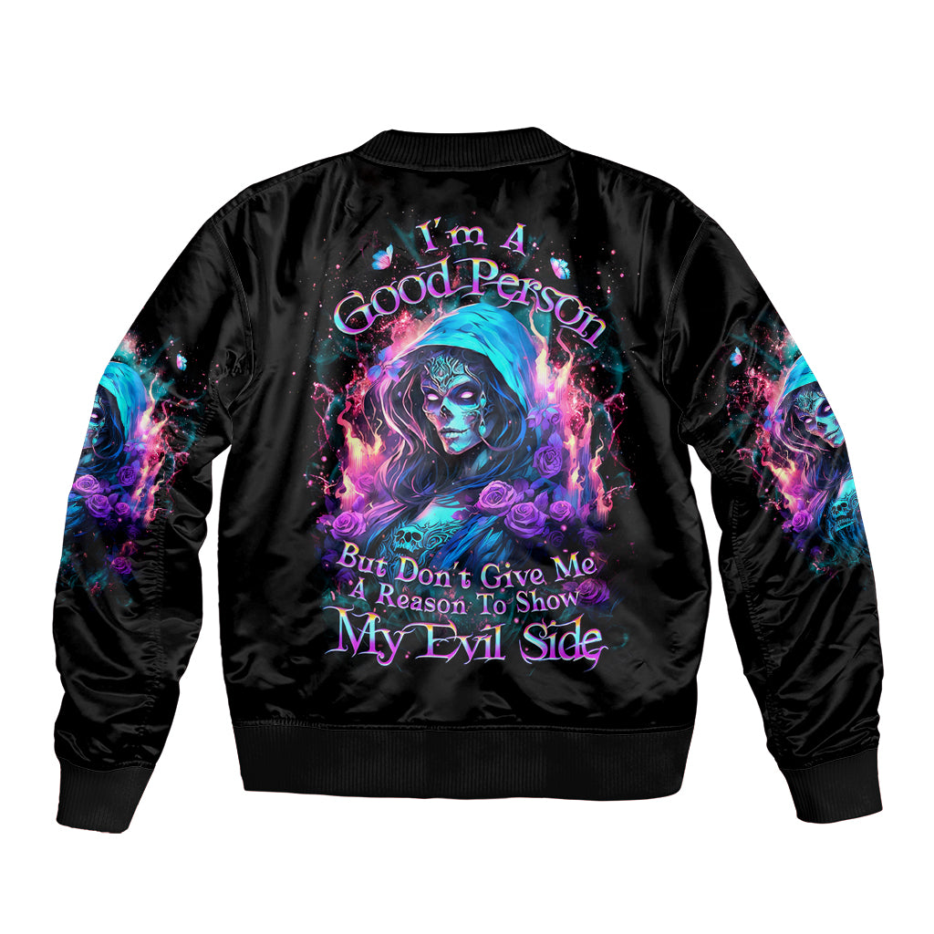 Lady Skull Bomber Jacket The Good Girl In Me Got Tired Of The Bullshit - Wonder Print Shop