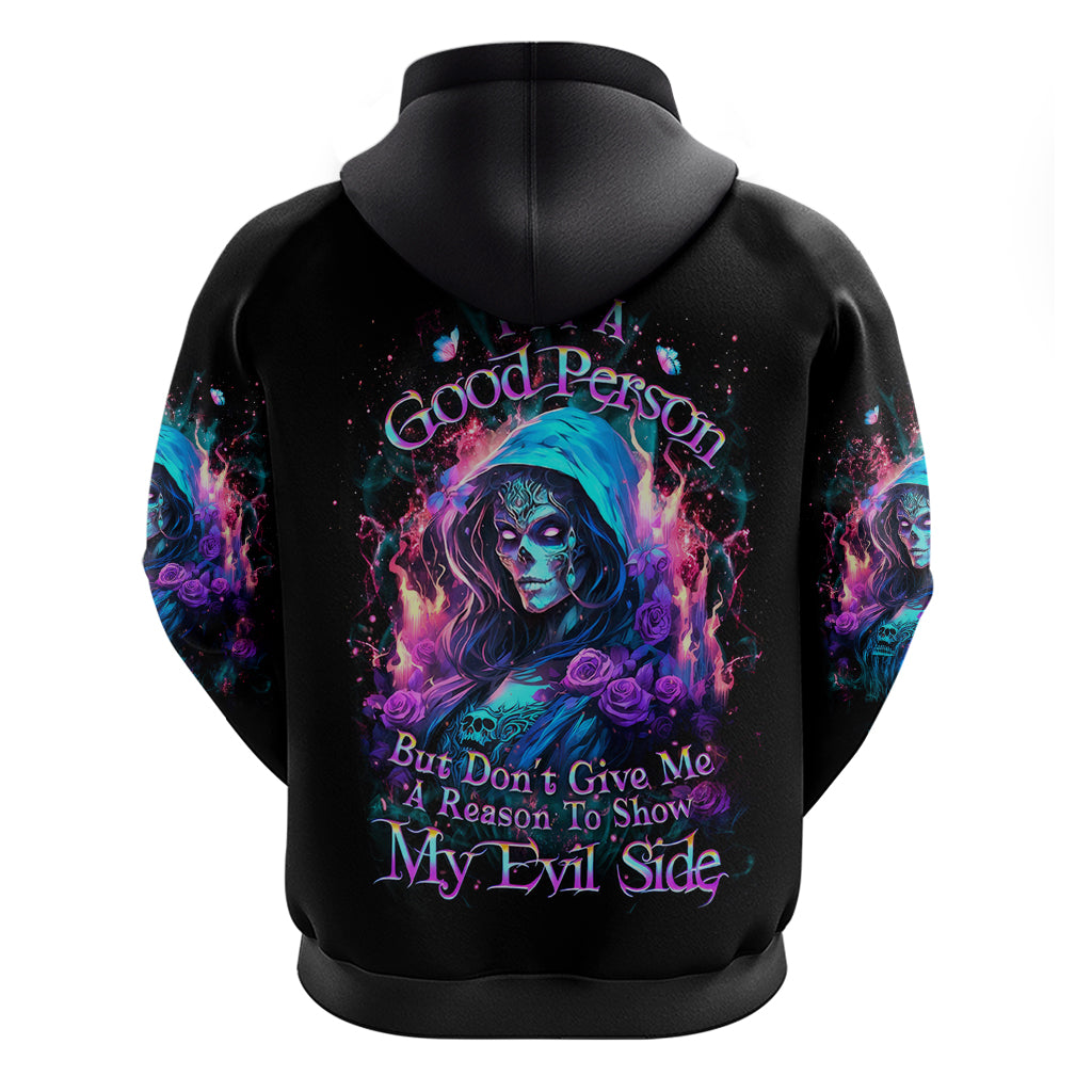 Lady Skull Hoodie The Good Girl In Me Got Tired Of The Bullshit - Wonder Print Shop