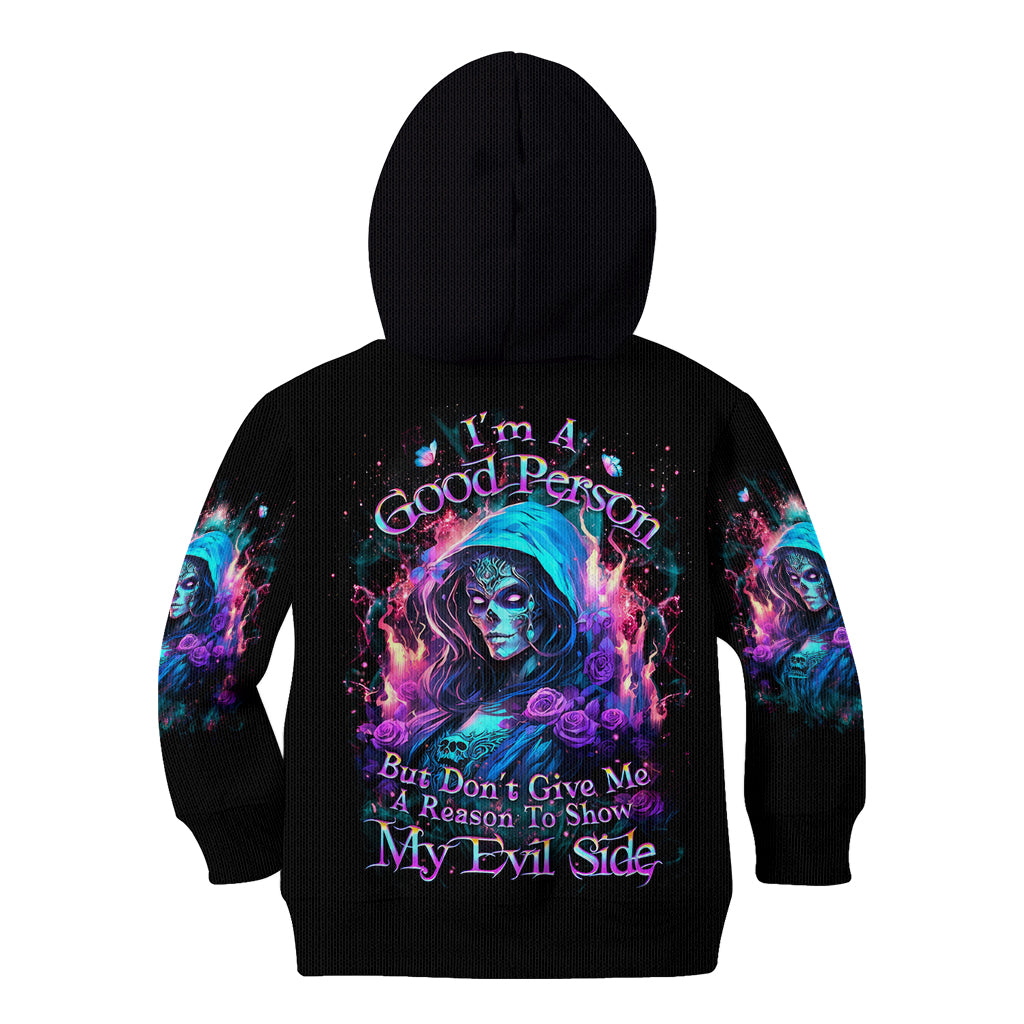 Lady Skull Kid Hoodie The Good Girl In Me Got Tired Of The Bullshit - Wonder Print Shop