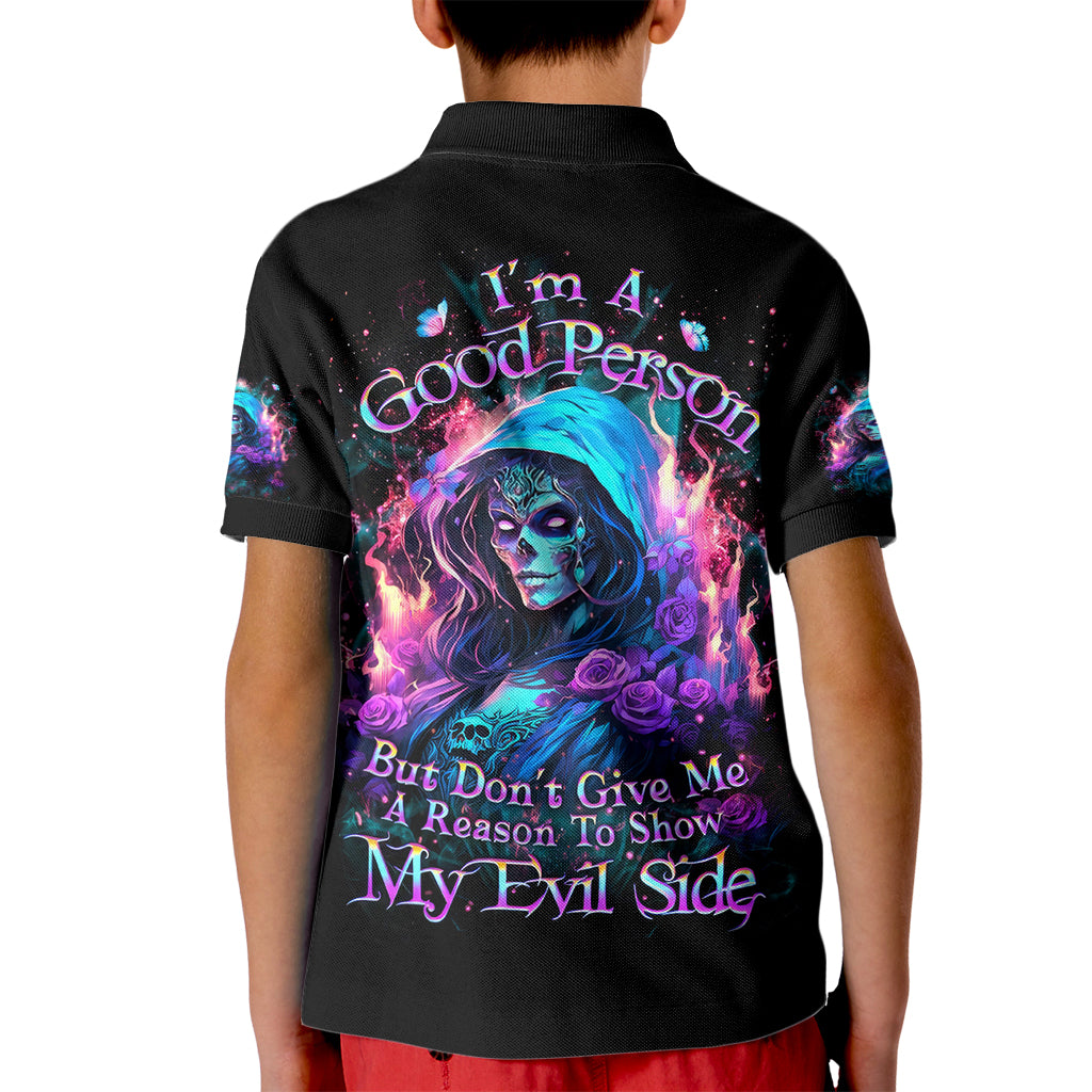 Lady Skull Kid Polo Shirt The Good Girl In Me Got Tired Of The Bullshit - Wonder Print Shop