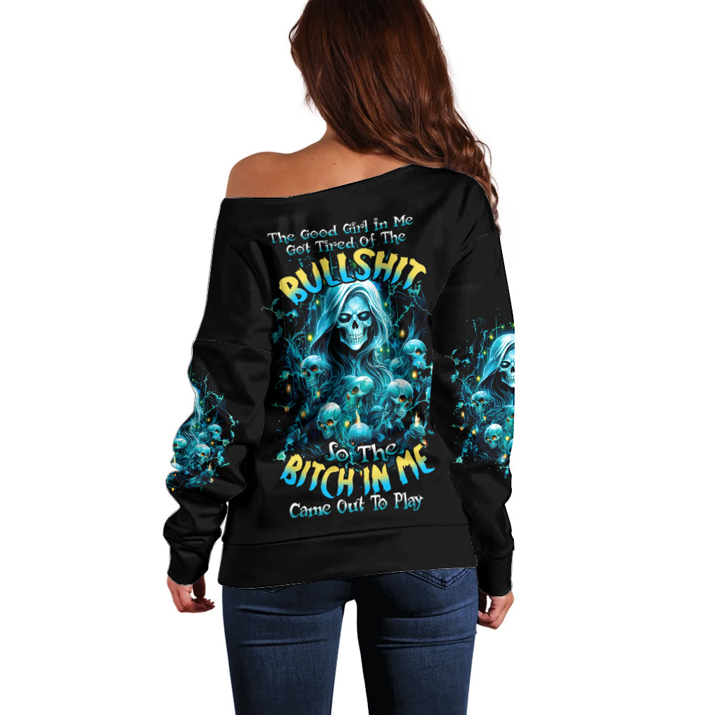 Irsh Girl Skull Off Shoulder Sweater Drink Up Bitch - Wonder Print Shop