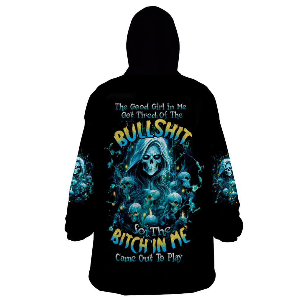 Irsh Girl Skull Wearable Blanket Hoodie Drink Up Bitch