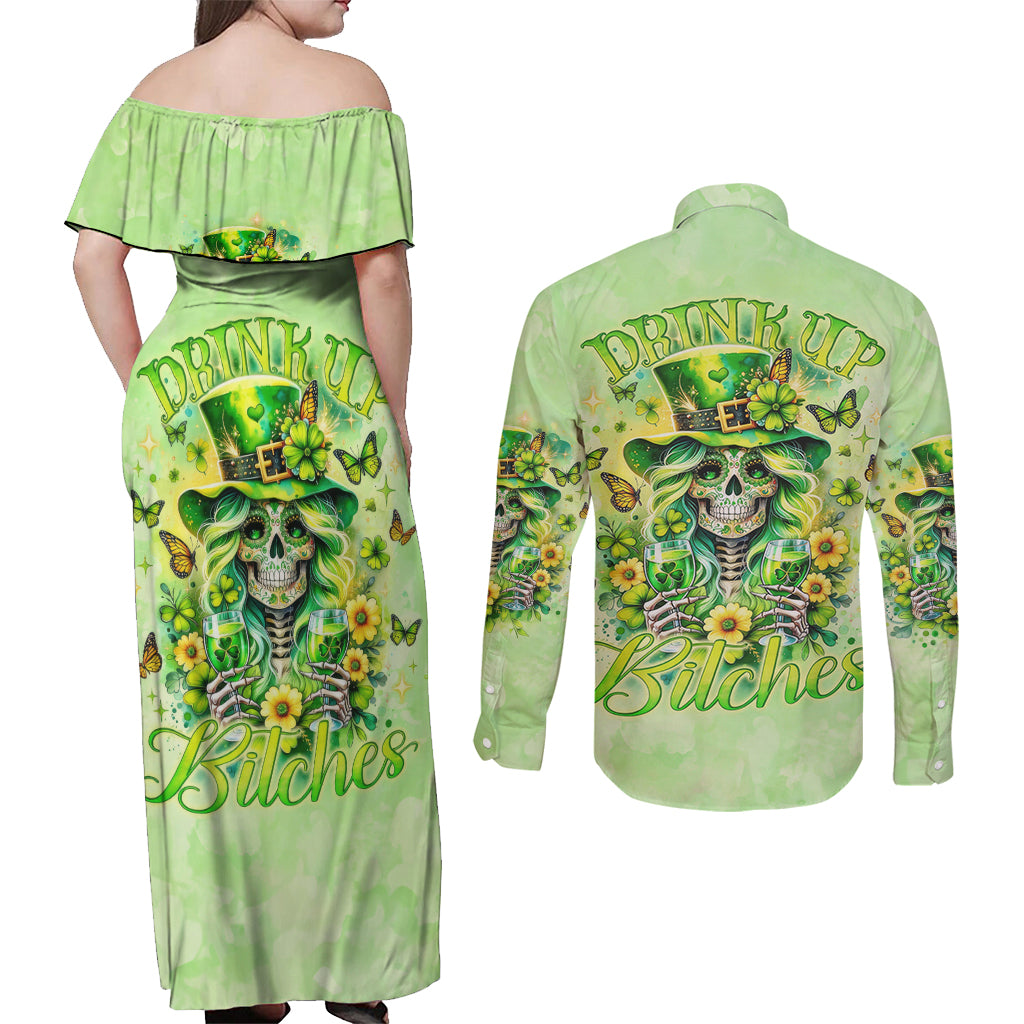 Thunder Skull Couples Matching Off Shoulder Maxi Dress and Long Sleeve Button Shirt I'm Not Anti Social I'm Just Not User Friendly - Wonder Print Shop