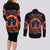 Flame Skull Couples Matching Long Sleeve Bodycon Dress and Long Sleeve Button Shirt Heaven Don't Want Me And Hell's Afraid I'll Take Over - Wonder Print Shop