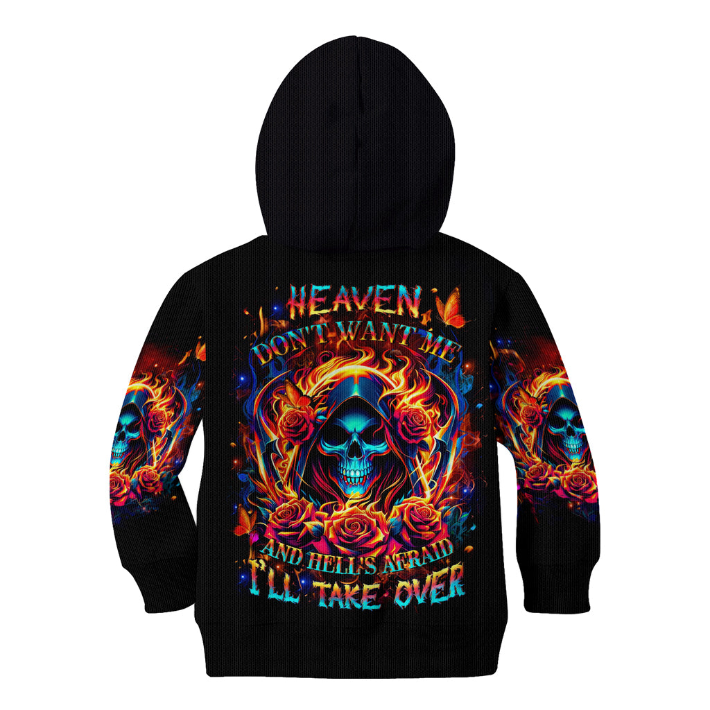 Flame Skull Kid Hoodie Heaven Don't Want Me And Hell's Afraid I'll Take Over - Wonder Print Shop