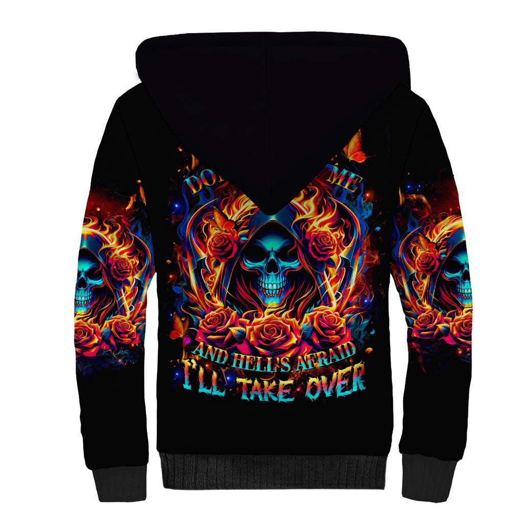 Flame Skull Sherpa Hoodie Heaven Don't Want Me And Hell's Afraid I'll Take Over