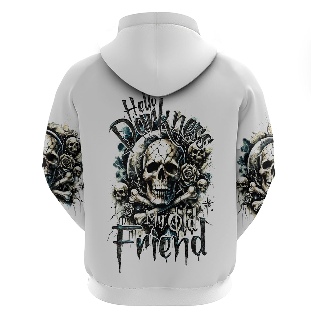 Black Skull Hoodie Hello Darkness My Old Friend - Wonder Print Shop