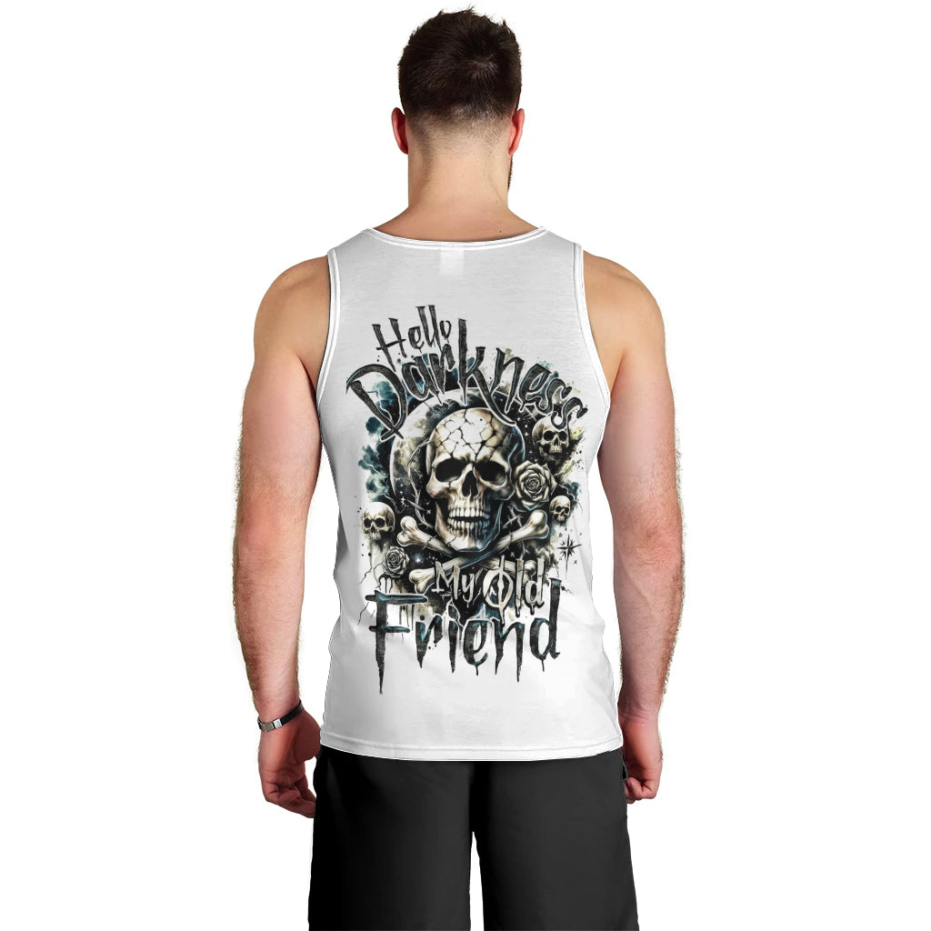 Black Skull Men Tank Top Hello Darkness My Old Friend - Wonder Print Shop