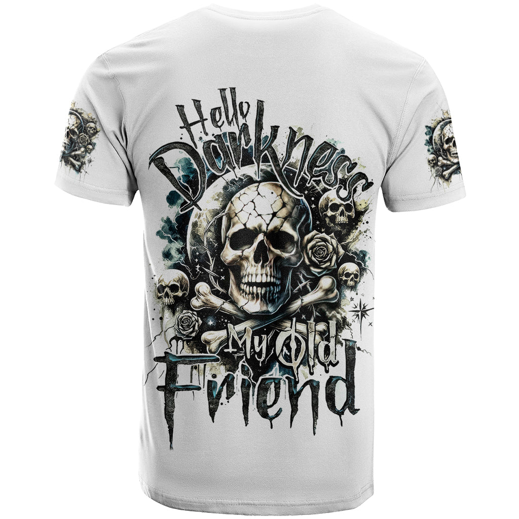 Black Skull T Shirt Hello Darkness My Old Friend