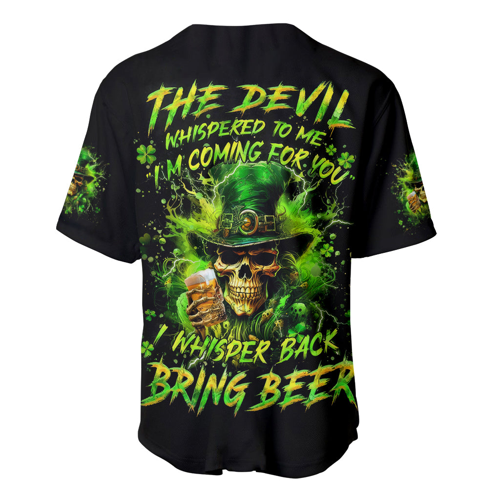 Irish Skull Baseball Jersey The Devil Whispered To Me I'm Coming For You I Whisper Back Bring Beer - Wonder Print Shop