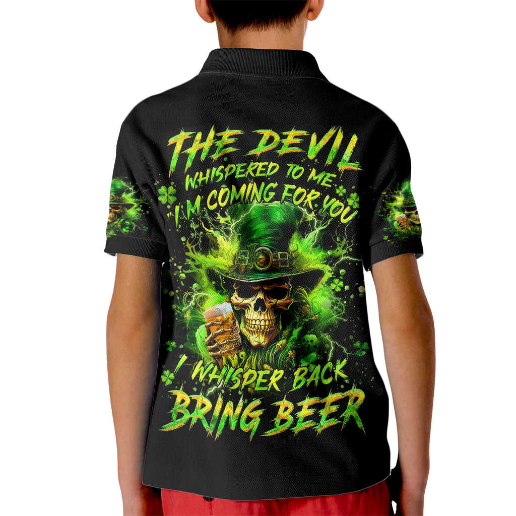 Irish Skull Kid Polo Shirt The Devil Whispered To Me I'm Coming For You I Whisper Back Bring Beer - Wonder Print Shop