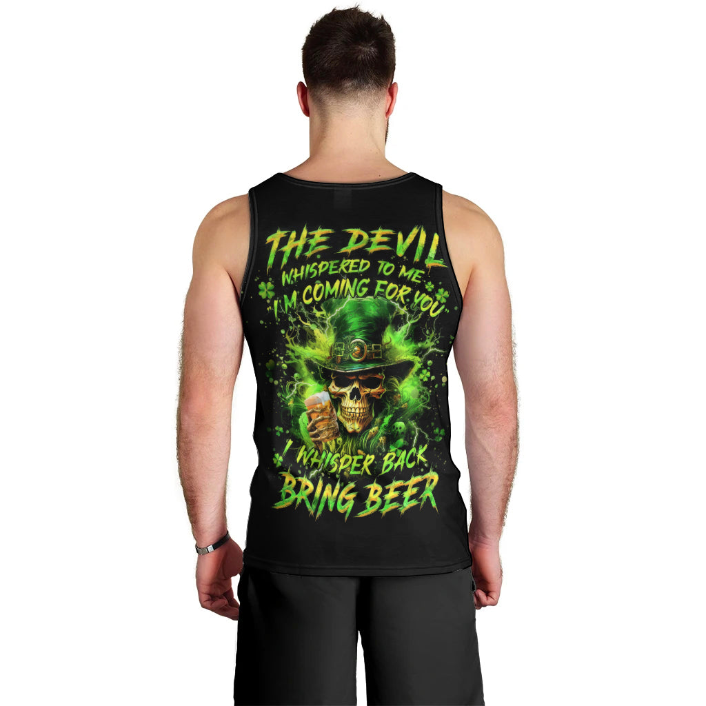 Irish Skull Men Tank Top The Devil Whispered To Me I'm Coming For You I Whisper Back Bring Beer - Wonder Print Shop