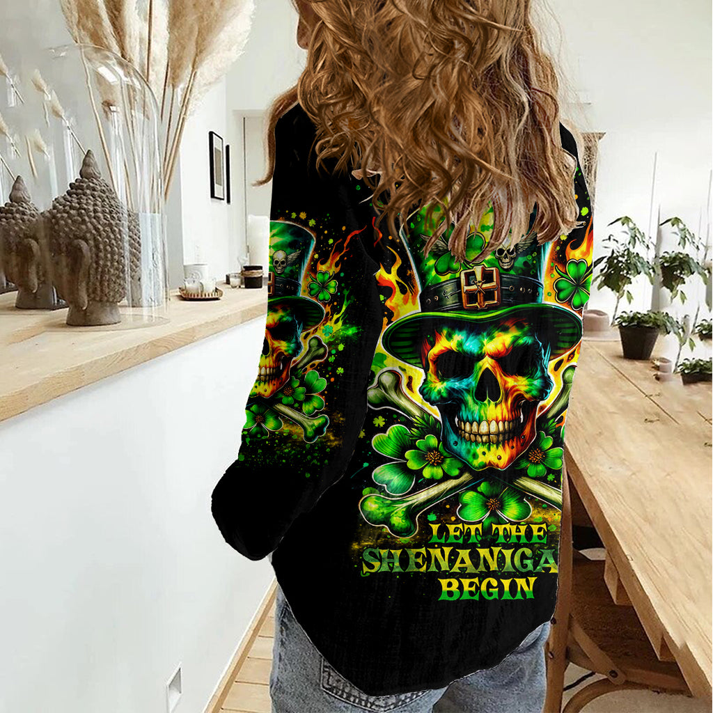 Irish Skull Women Casual Shirt Let The Shenanigans Begin - Wonder Print Shop