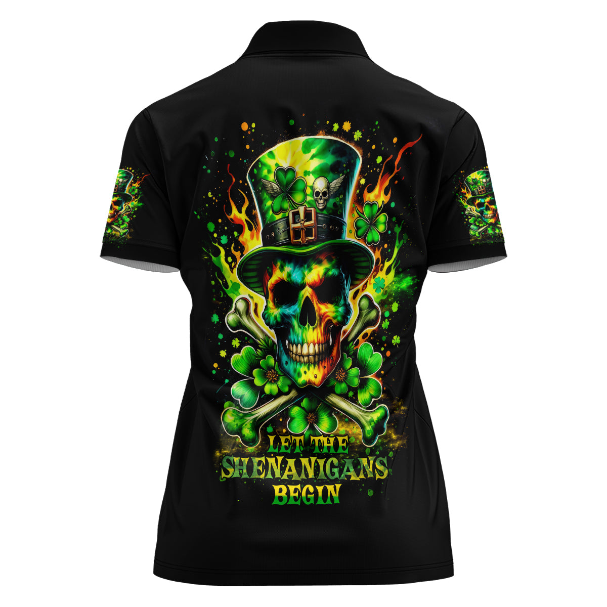 Irish Skull Women Polo Shirt Let The Shenanigans Begin