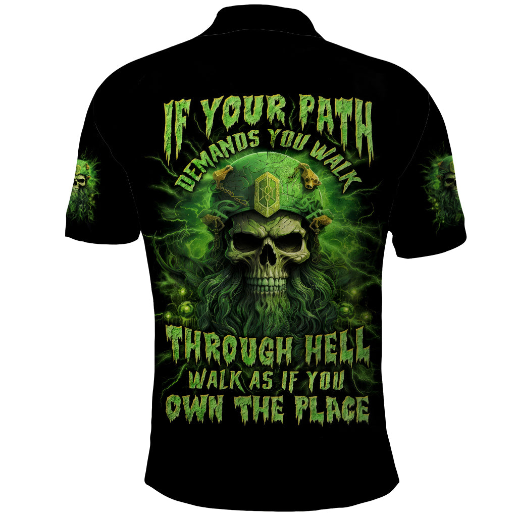 Viking Skull Polo Shirt If Your Path Demnads You Walk Through Hell Walk As If You Own The Place - Wonder Print Shop