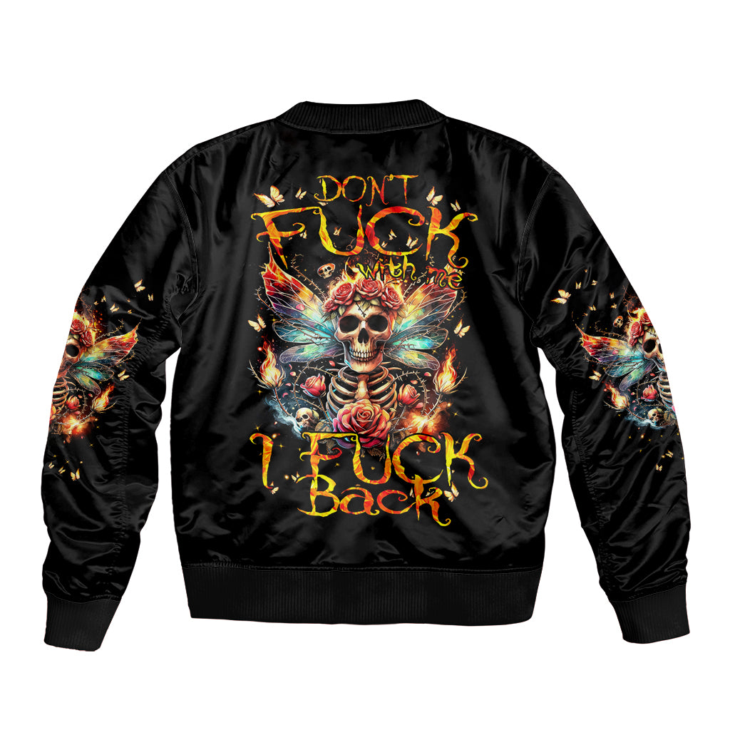 Fairy Skull Bomber Jacket Don't Fuck With Me I Fuck Back - Wonder Print Shop