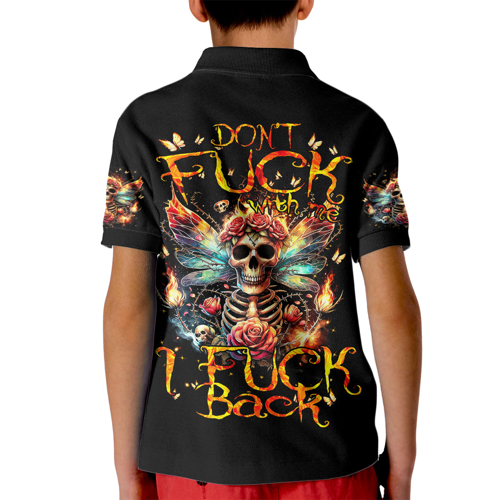 Fairy Skull Kid Polo Shirt Don't Fuck With Me I Fuck Back - Wonder Print Shop