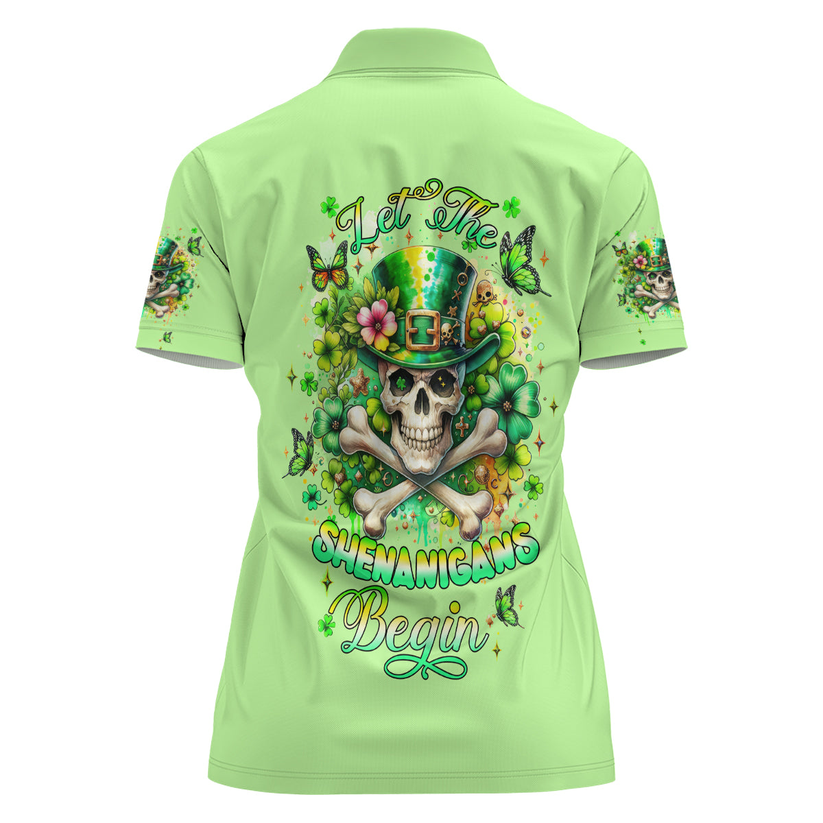 Irish Skull Women Polo Shirt Let The Shenanigans Begin