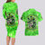 Irish Skull Couples Matching Long Sleeve Bodycon Dress and Hawaiian Shirt Shamrock And Roll - Wonder Print Shop